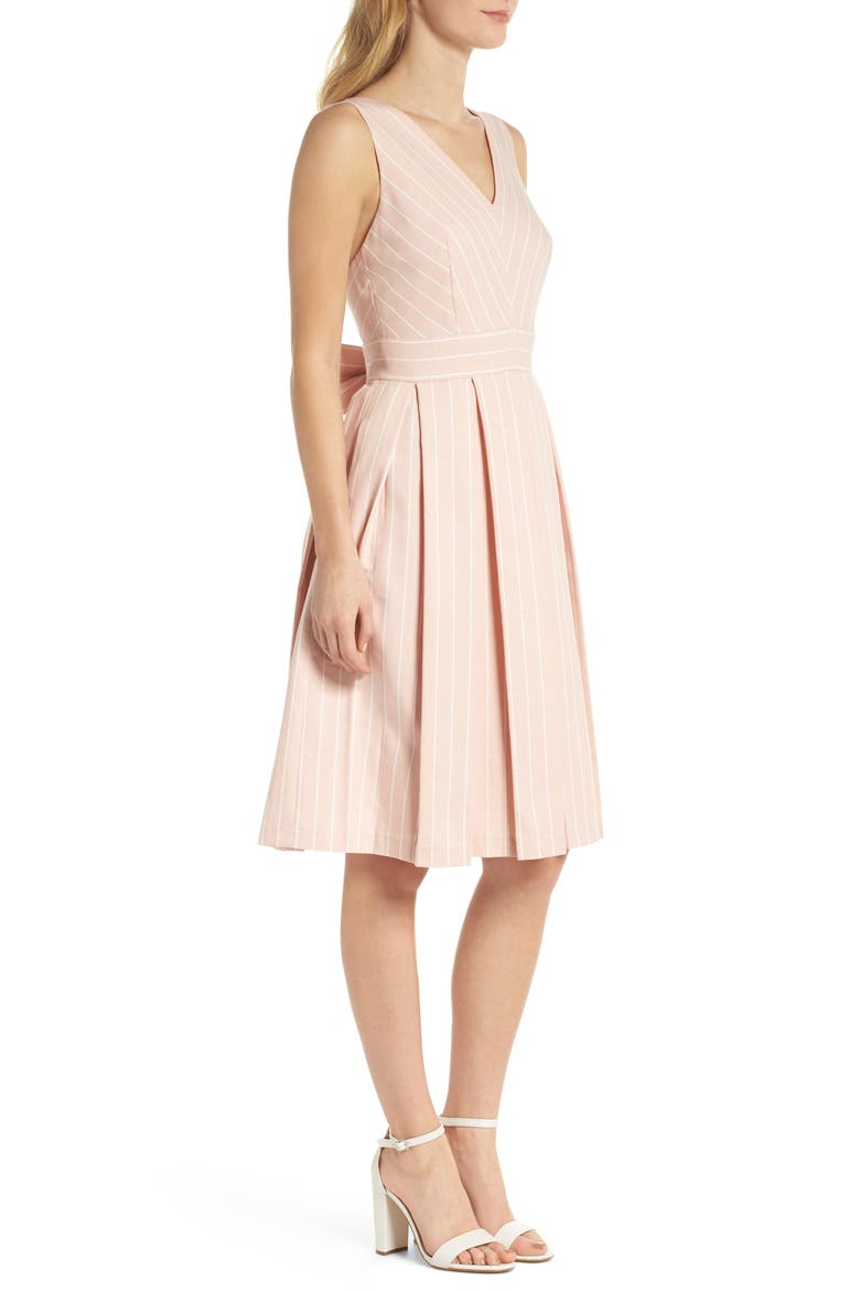 Samantha Slub Stripe Fit & Flare Dress, Alternate, color, PINK/ WHITE