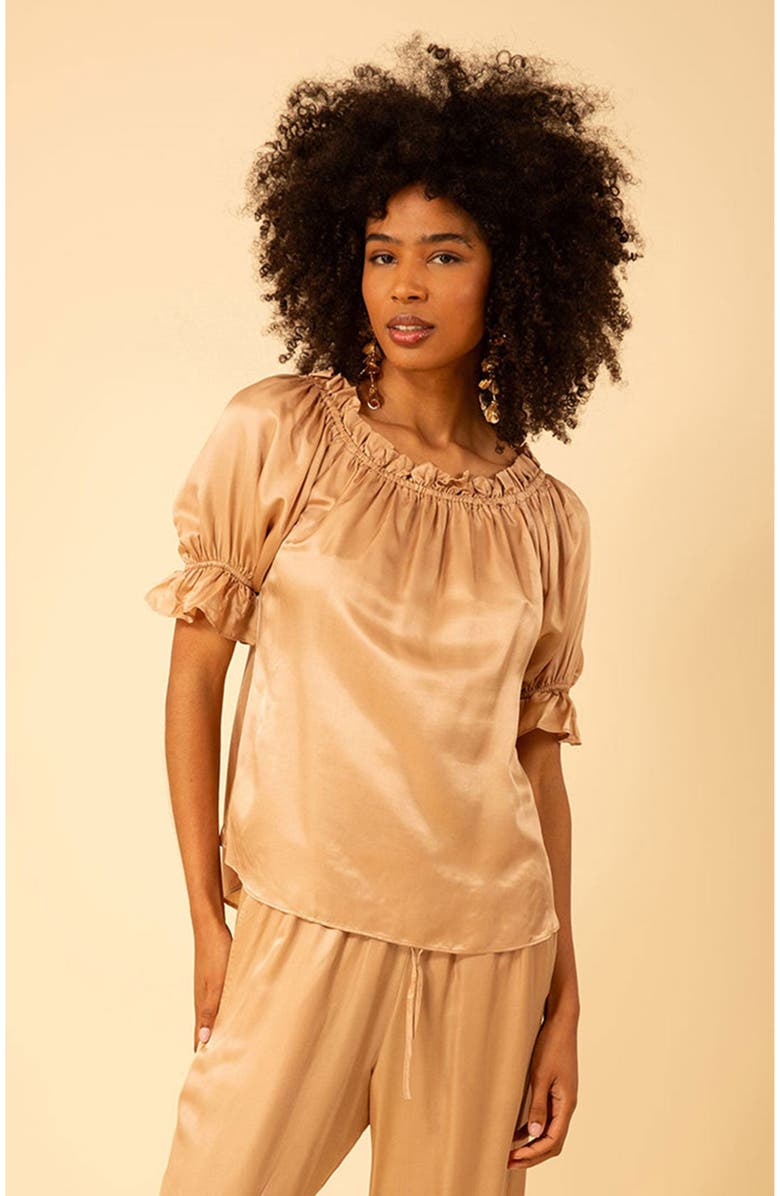 Hale Bob Tatum Solid Charmeuse Balloon Sleeve Top, Main, color,