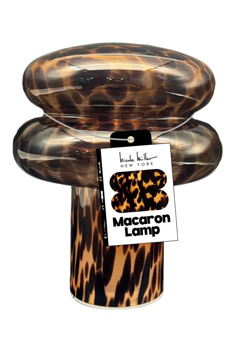 Macaron Glass Table Lamp, Main, color, DARK BROWN TORTOISE