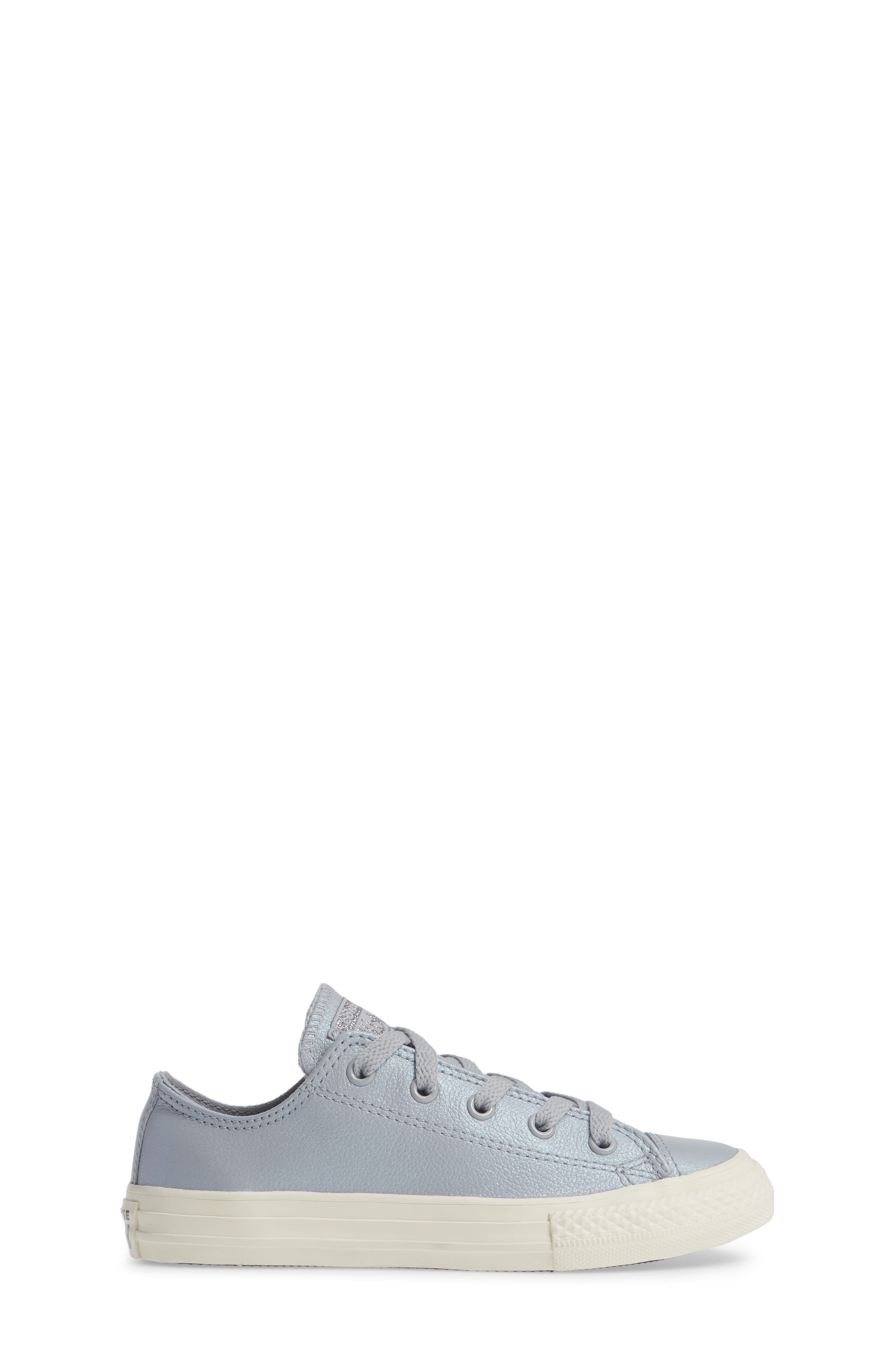 Chuck Taylor® All Star® Metallic Faux Leather Ox Sneaker, Alternate, color, WOLF GREY