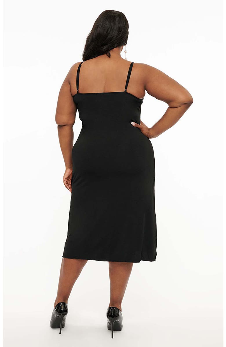 Unique Vintage Plus Size Midi Length Black Stretch Slip, Alternate, color, Black