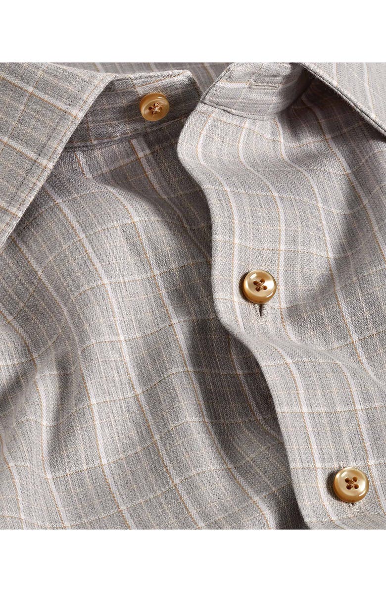 David Donahue Cotton & Cashmere Herringbone Check Sport Shirt, Alternate, color, Pearl
