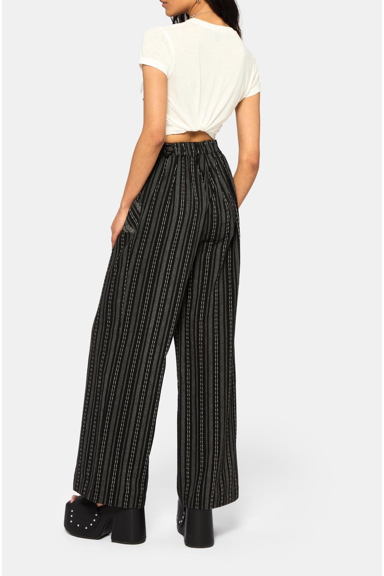 Tate Stripe Wide Leg Trousers, Alternate, color, Black