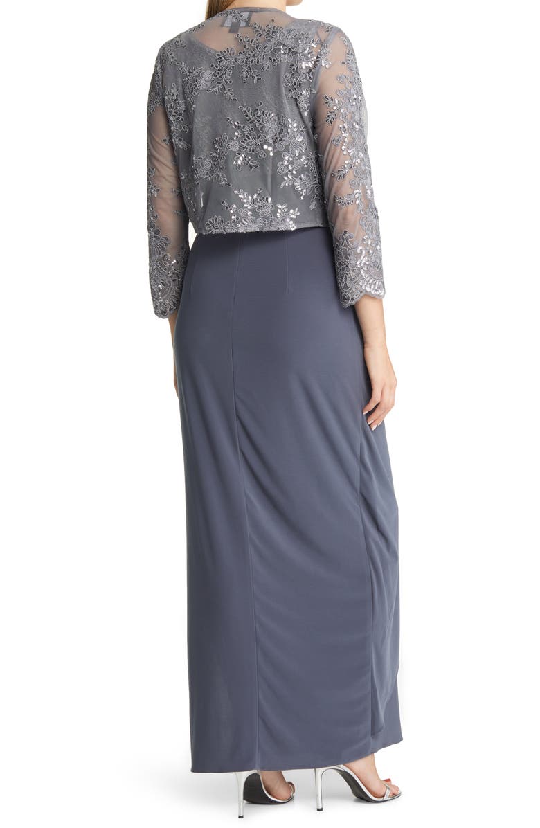 Alex Evenings Embroidered Empire Gown with Jacket, Alternate, color,