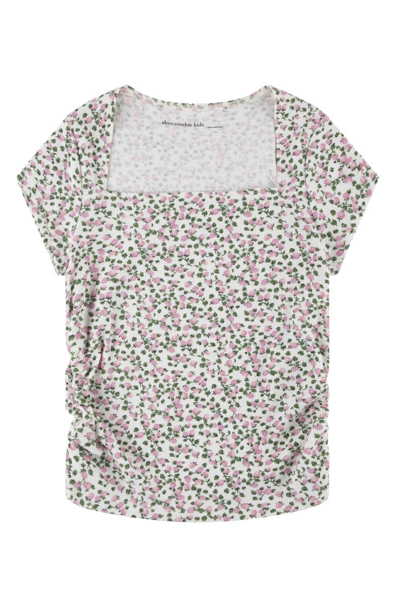 abercrombie kids Kids' Floral Square Neck Top, Main, color, Amranf Cas
