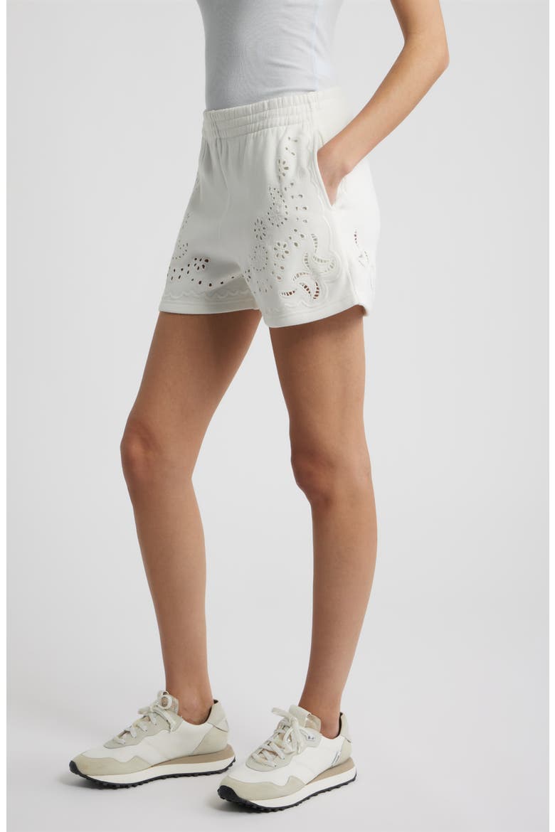 Abrah Eyelet Knit Shorts, Alternate, color, TRUE WHITE