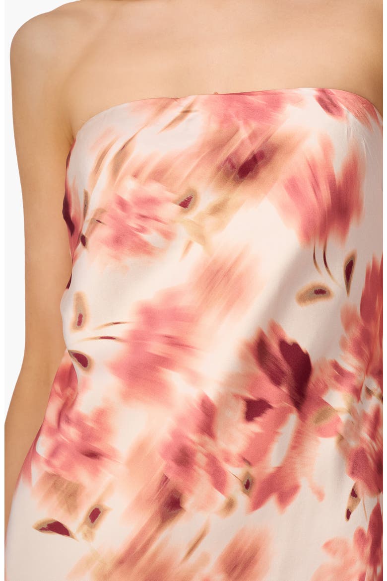 Maristela Abstract Floral Strapless Silk Crêpe de Chine Dress, Alternate, color, FLORESCENCE