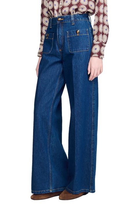 Raw Straight Patch Pocket Jeans