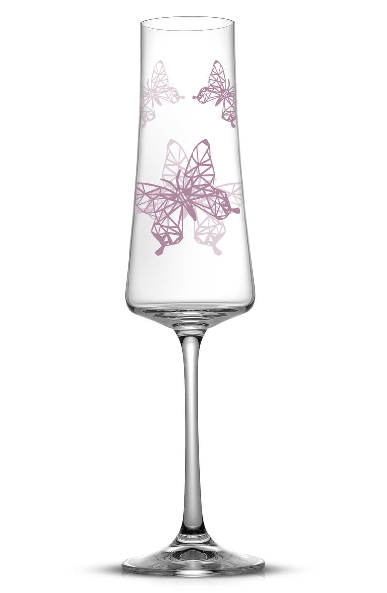 JoyJolt Meadow Butterfly Set of 2 Champagne Flutes, Main, color, Multi