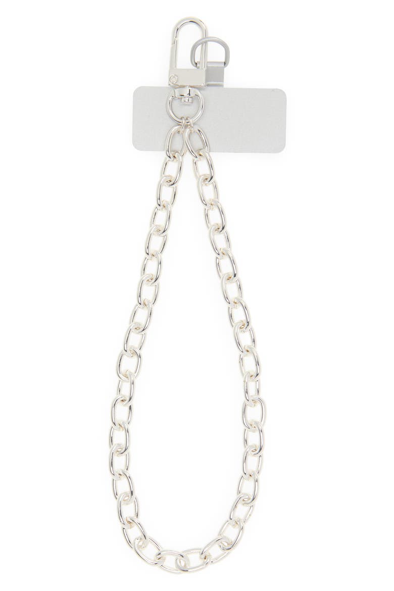 Oval Chain Link Phone Wrist Strap, Main, color, SILVER
