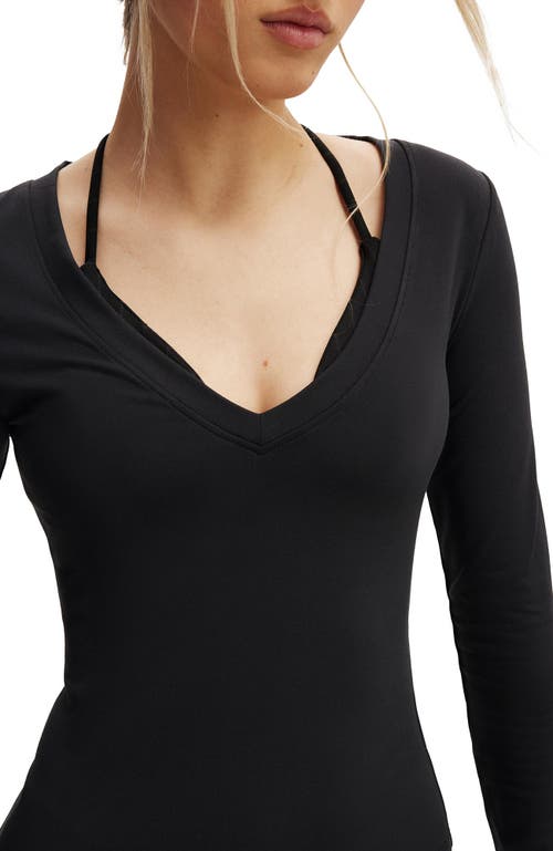 Cotton On Body Active Ultra Soft Plunge Front Long Sleeve In Black