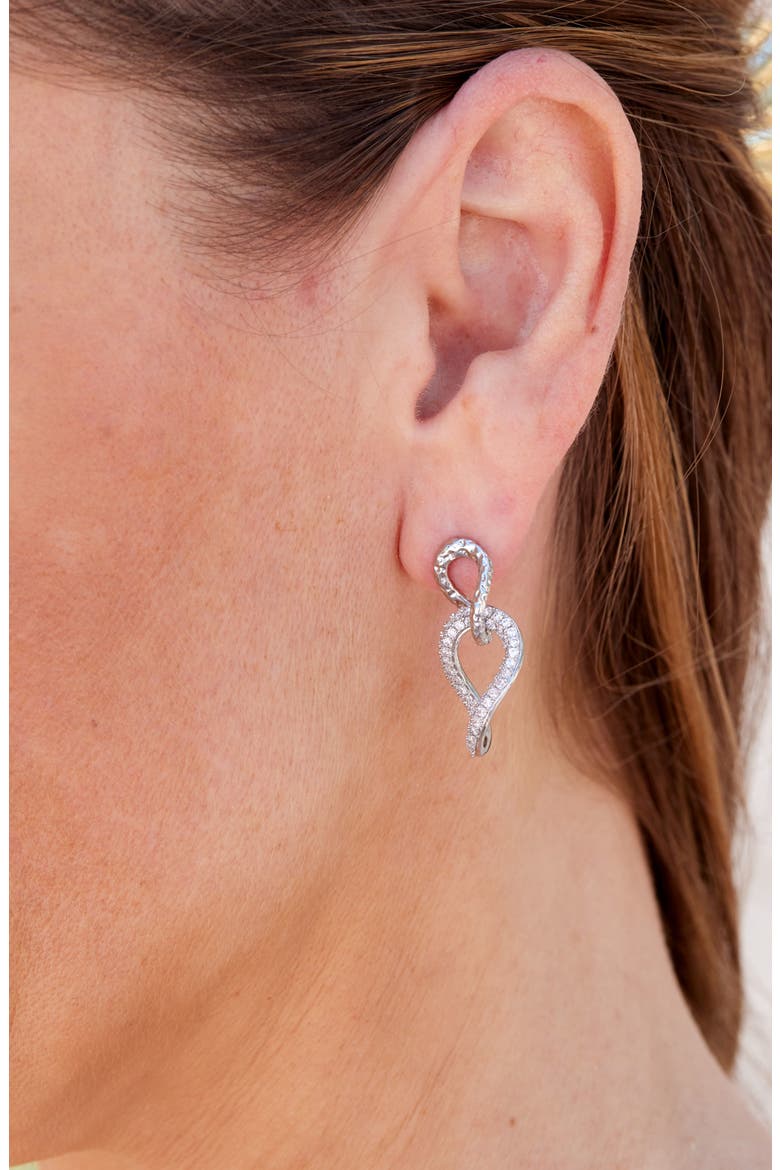 Cubic Zirconia Twisted Link Drop Earrings, Alternate, color, WHITE