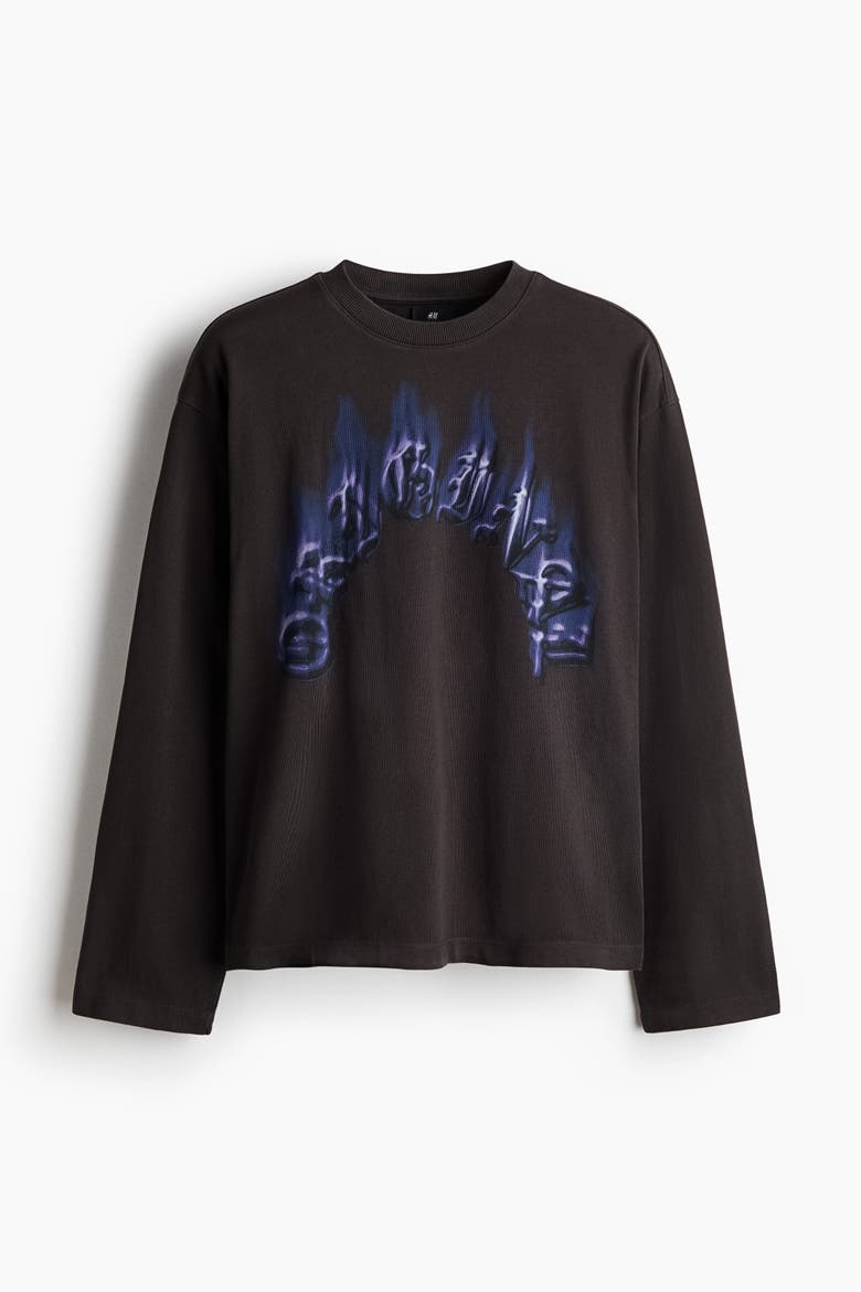 Relaxed-Fit Long-Sleeved T-Shirt, Alternate, color, Black