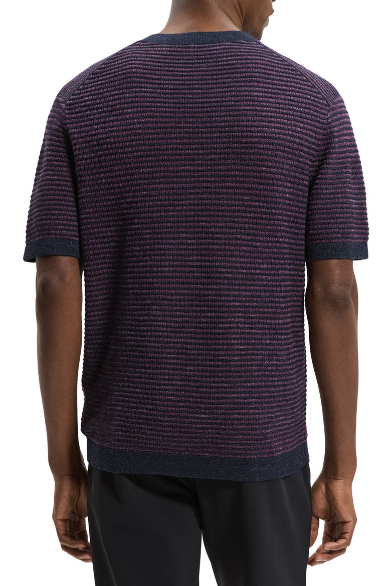 Kolben Stripe Linen & Cotton Blend T-Shirt, Alternate, color, NEW BALTIC/GRAPEVINE - 2SD