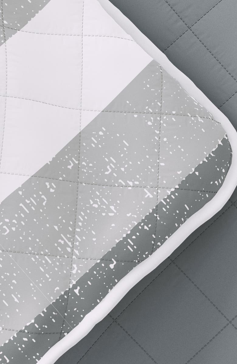 HOMESPUN All Season Gray Stripe 3-Piece Down Alternative Reversible Quilt Set, Alternate, color, Light Gray