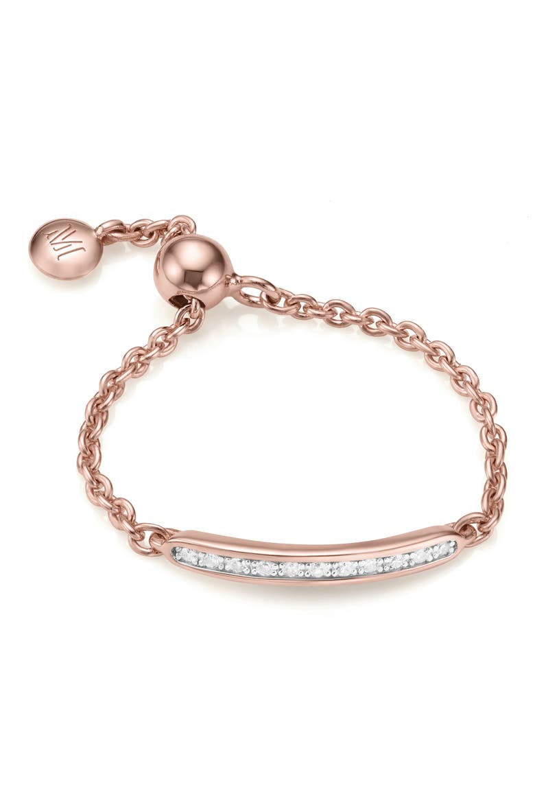 Skinny Bar Friendship Diamond Chain Ring, Main, color, ROSE GOLD