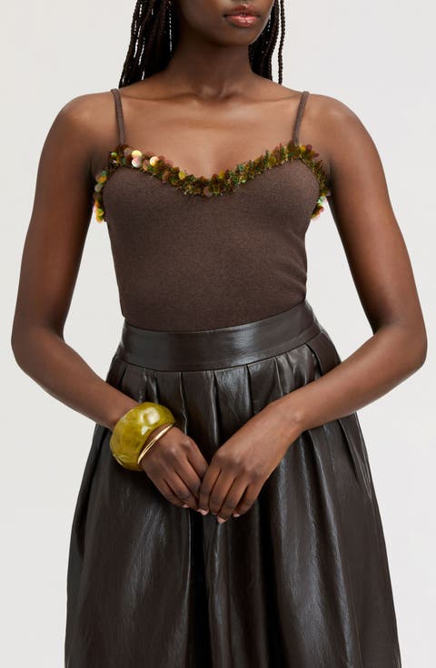 Paillette Sweetheart Neck Tank