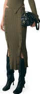 MANGO Side Button Rib Sweater Skirt