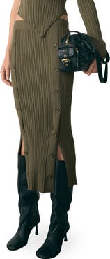 MANGO Side Button Rib Sweater Skirt