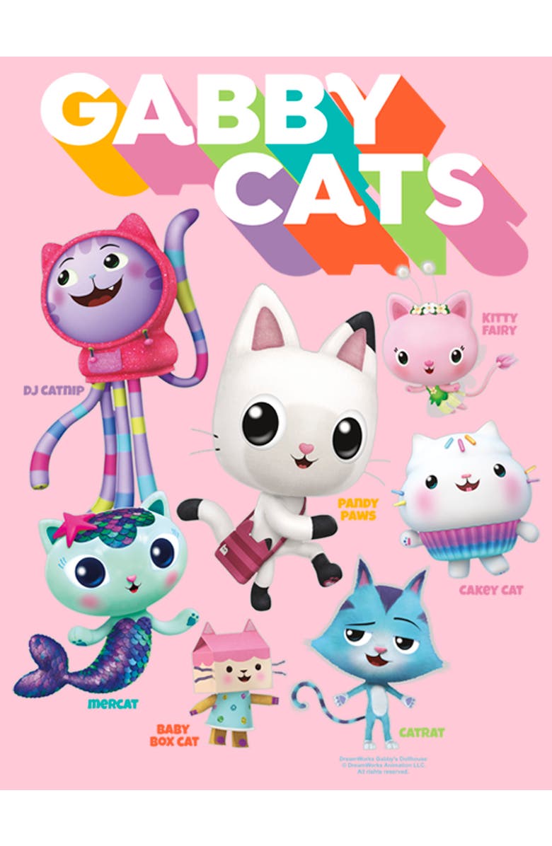 DreamWorks: Gabby's Dollhouse Girl's DreamWorks Gabby's Dollhouse Kitty Characters Graphic T-Shirt, Alternate, color, Light Pink