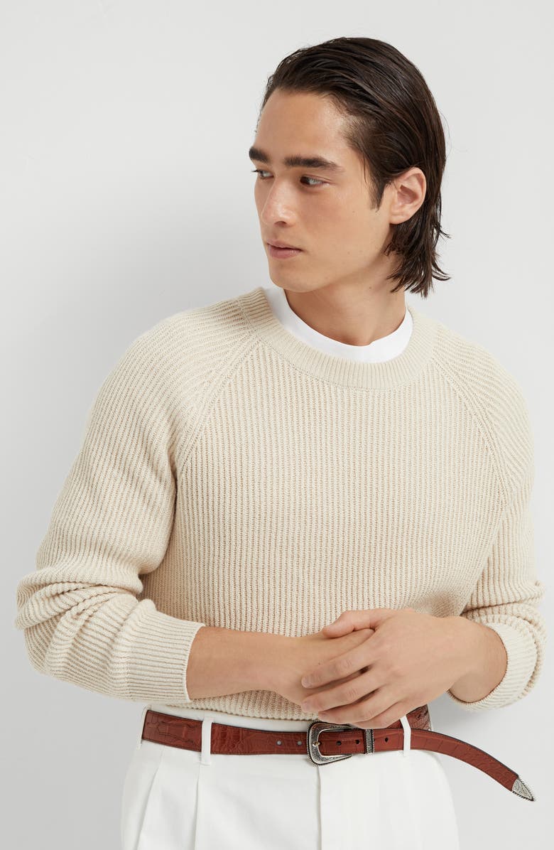 Brunello Cucinelli Malfilé cotton sweater, Alternate, color, 