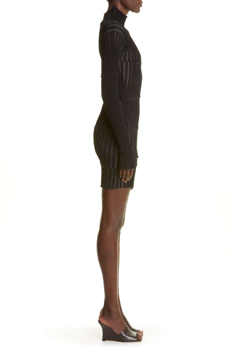 A. Roege Hove Alice Broken Ribbing Sheer Long Sleeve Cotton Blend Minidress, Alternate, color,