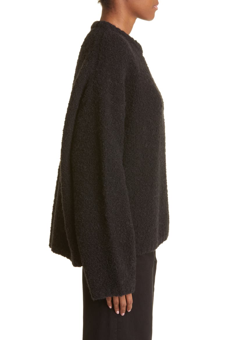 Boxy Wool & Alpaca Bouclé Sweater, Alternate, color, BLACK