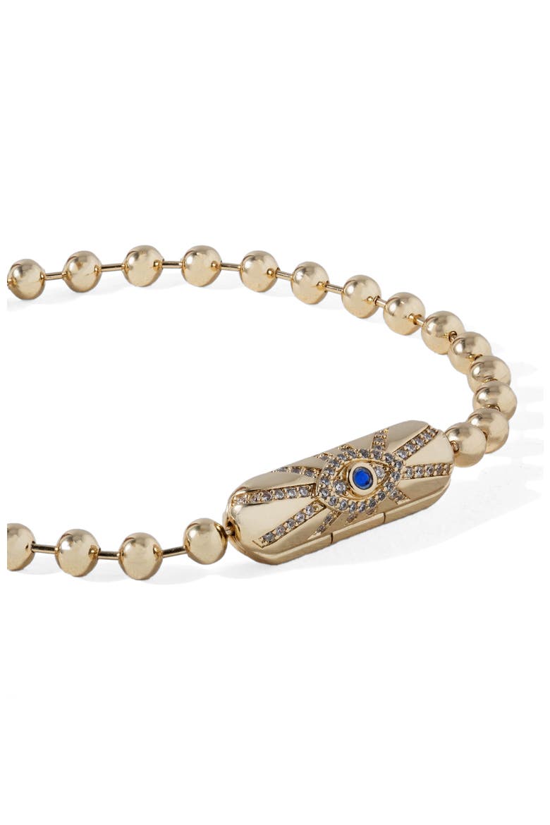 Ball Chain Barrel Closure Bracelet with Evil Eye, Alternate, color, Gold