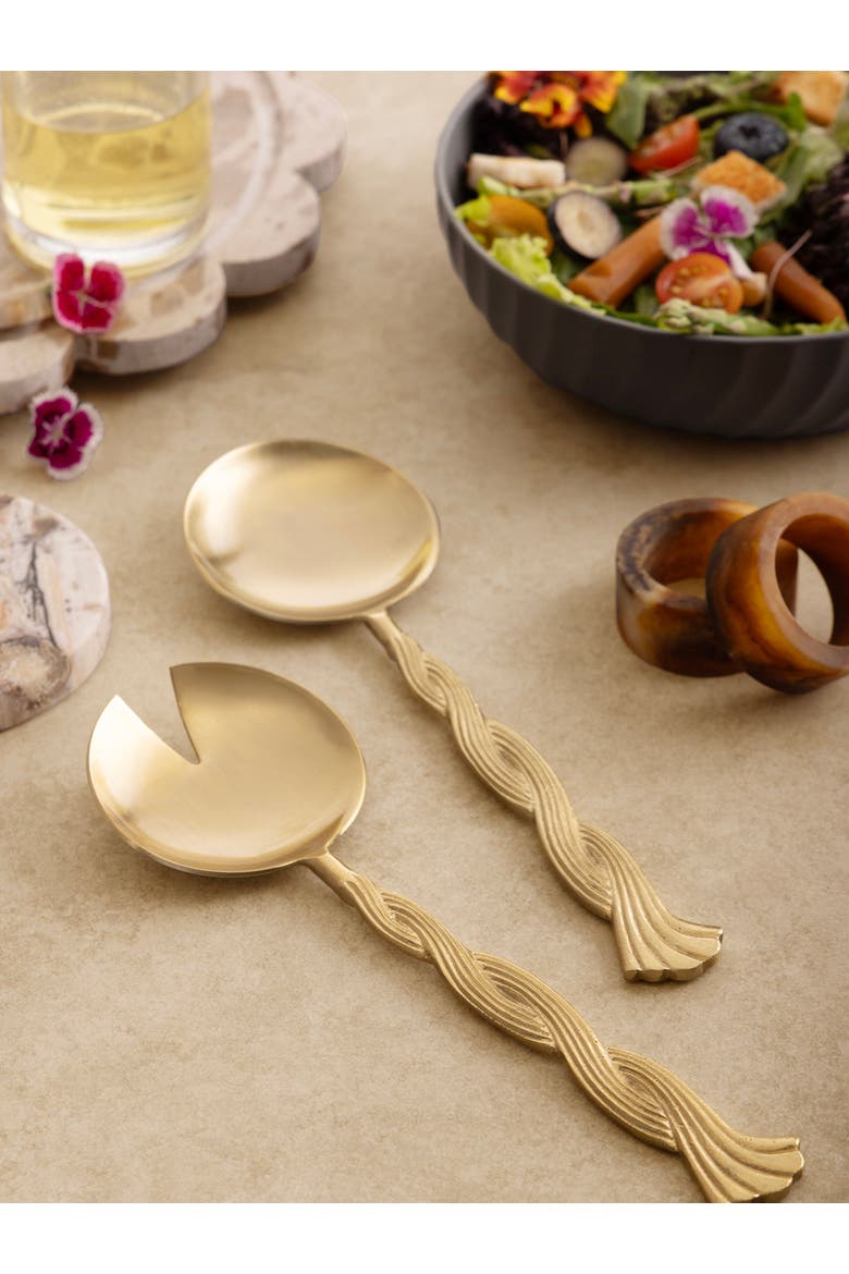 Santiago Salad Servers, Set of 2, Alternate, color, Gold