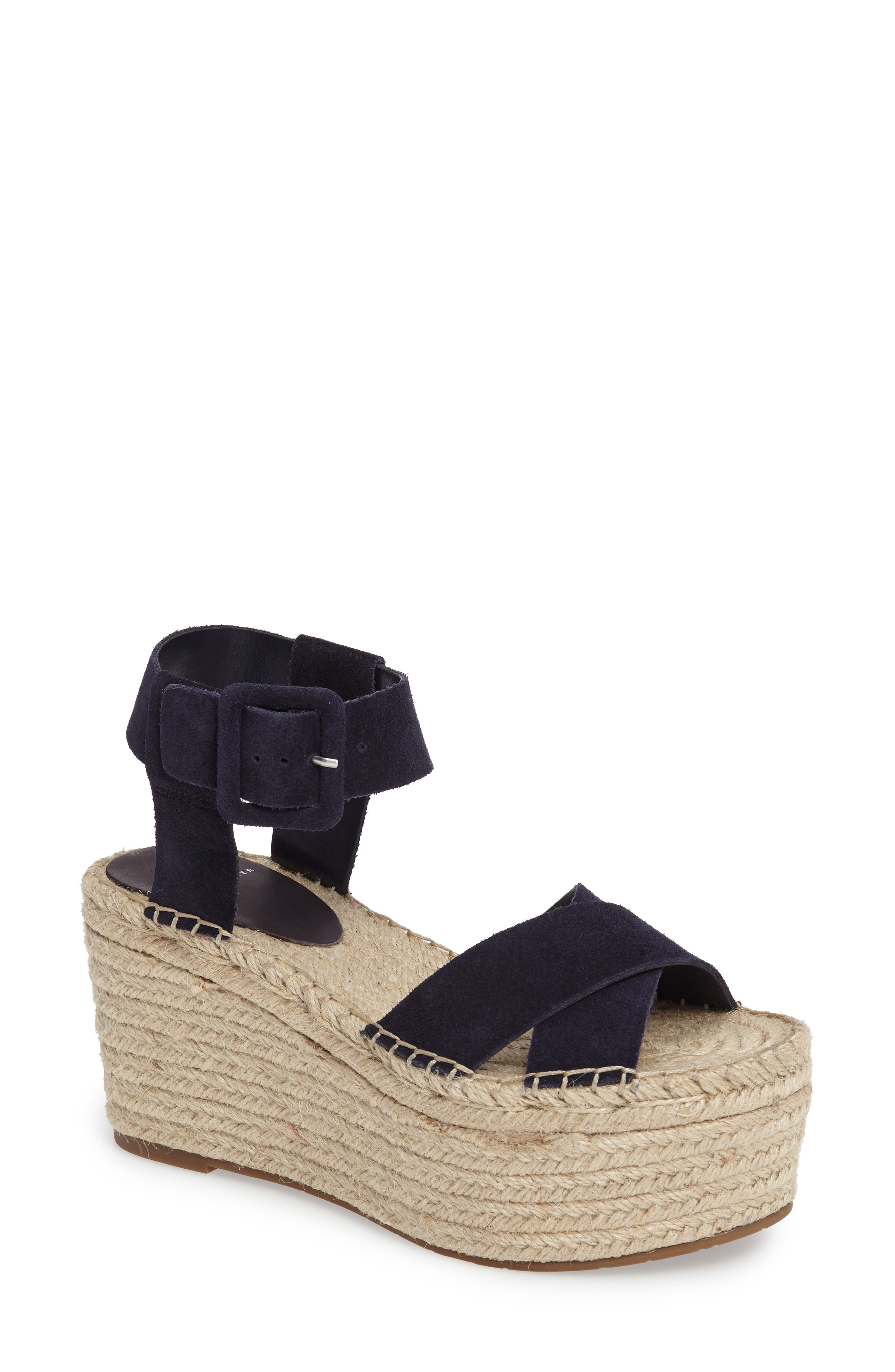 'Randall' Platform Wedge, Main, color, NAVY SUEDE