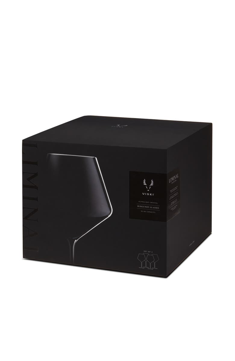 Viski Reserve Liminal Burgundy Wine Glasses Set of 4, Alternate, color, Clear