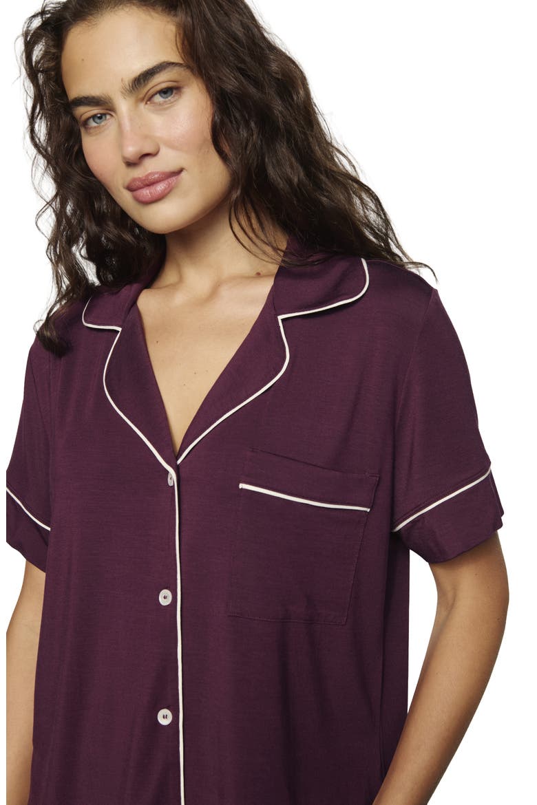 Gisele Relaxed Short Pajamas, Alternate, color, WILDBERRY/IVORY