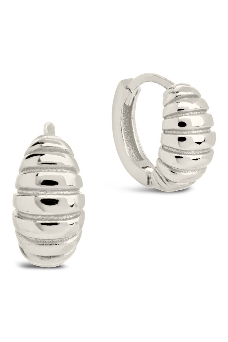 14K Gold Plated Sterling Silver Graham Micro Hoop Earrings, Main, color, SILVER