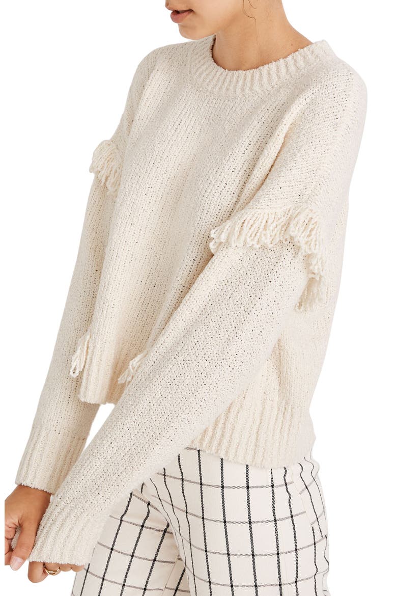 Montford Fringe Pullover Sweater, Alternate, color, PEARL IVORY