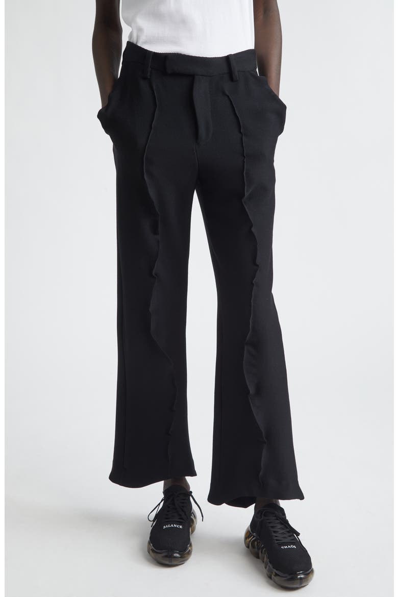 Pintuck Wool Blend Pants, Main, color, BLACK
