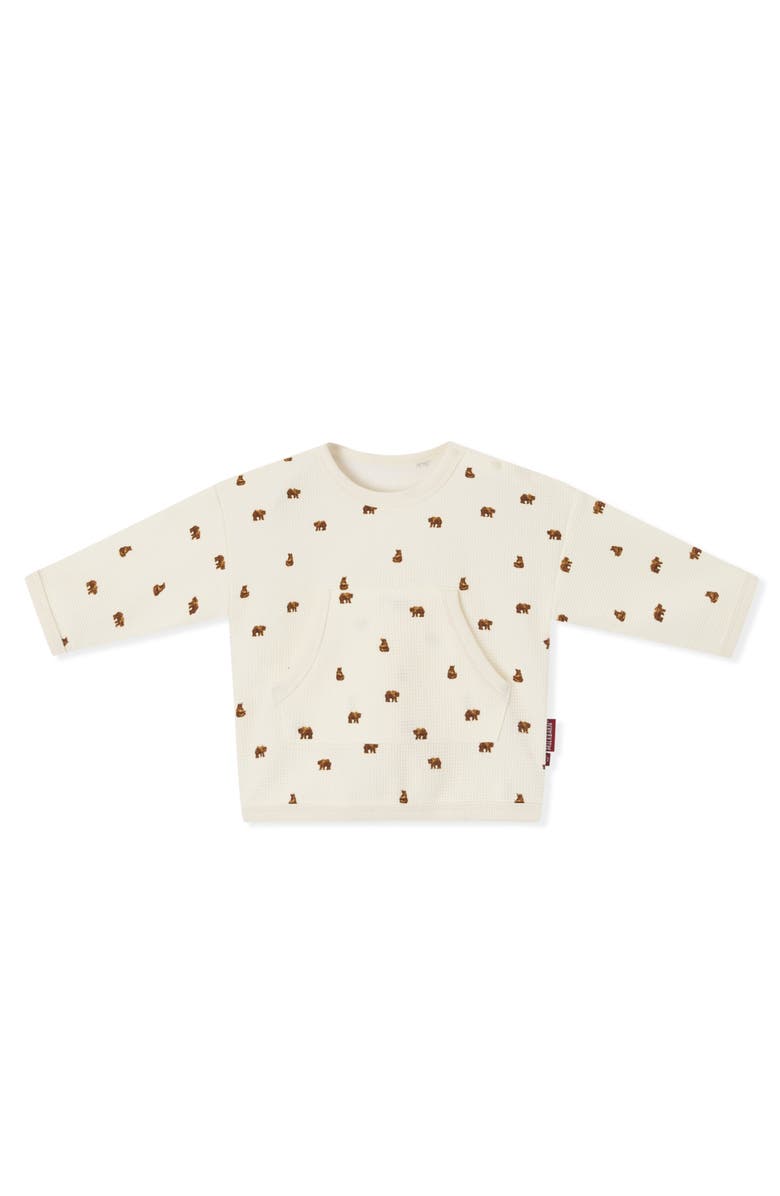 Milkbarn Waffle Knit Printed Sweater, Main, color, Little Bear
