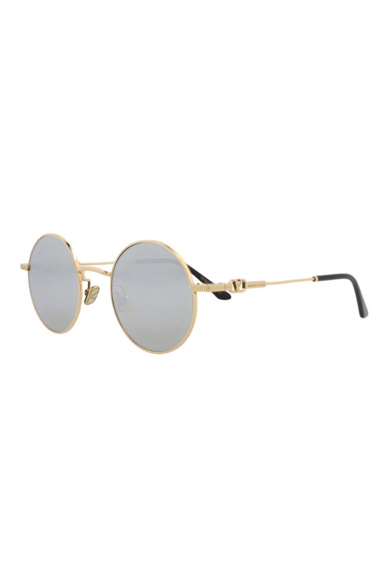 48mm Round Sunglasses, Alternate, color, GOLD GOLD SILVER