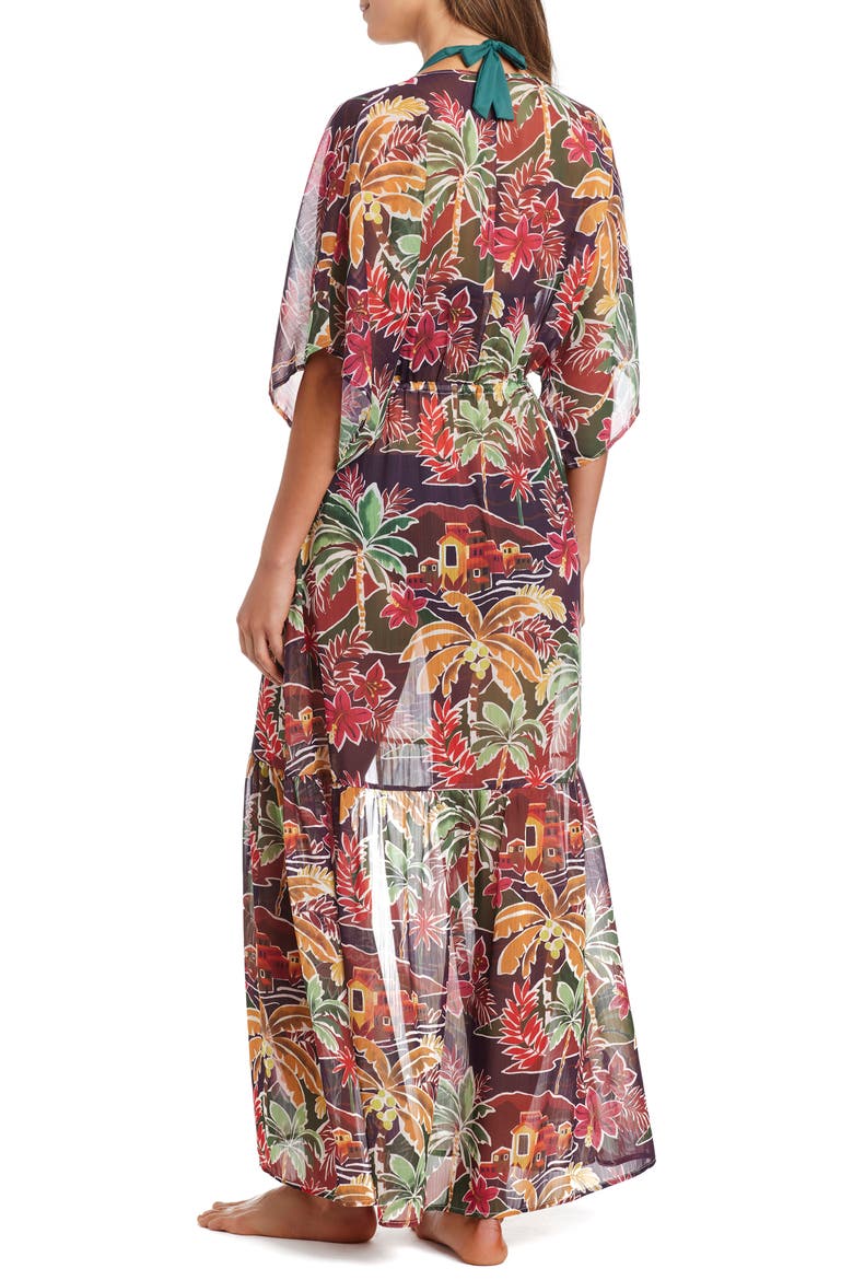Floral Print Cover-Up Dress, Alternate, color, DARK GRENACHE