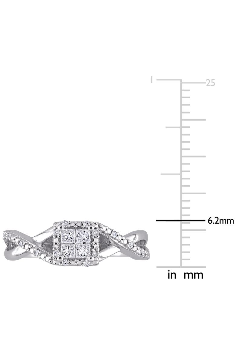 Diamond Halo Crisscross Engagement Ring, Alternate, color, Sterling Silver