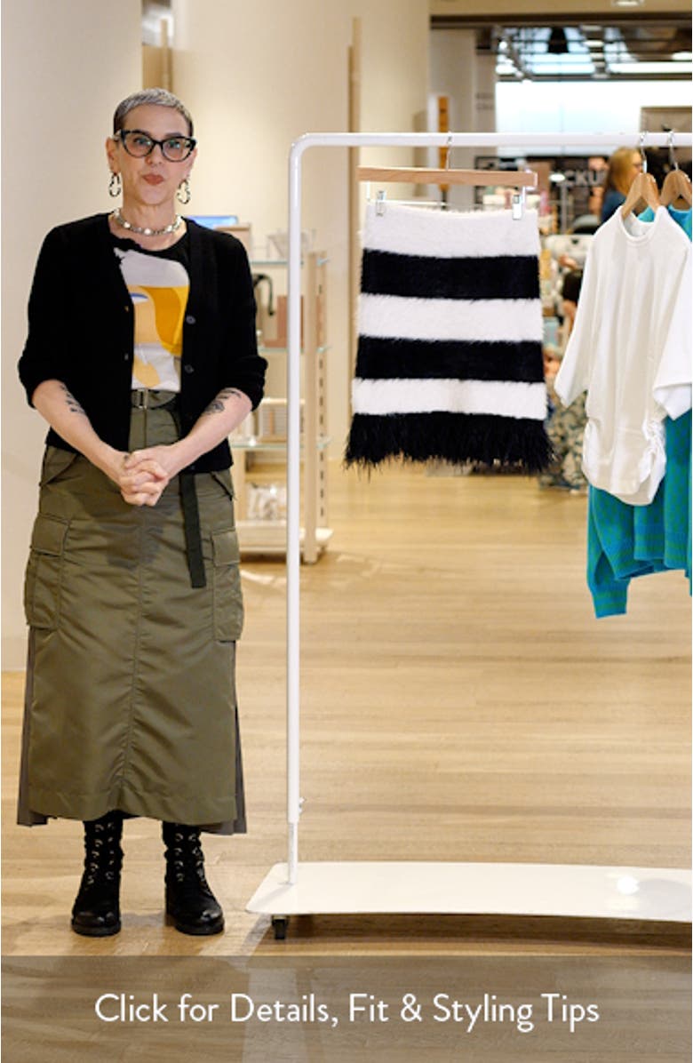 Stripe Faux Fur Miniskirt, sales video thumbnail