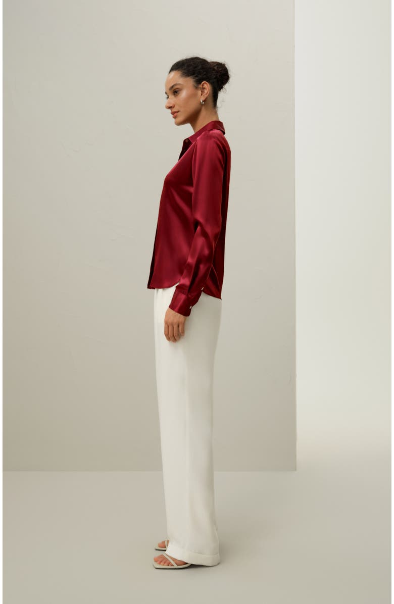 Lilysilk Elegant Silhouette Silk Shirt, Alternate, color, Claret