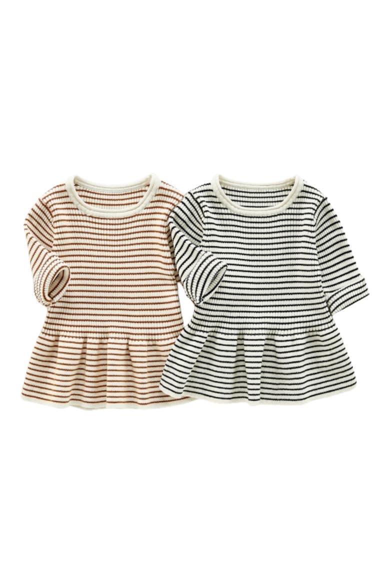 Rylee Stripe Cotton Dress, Alternate, color, BLACK