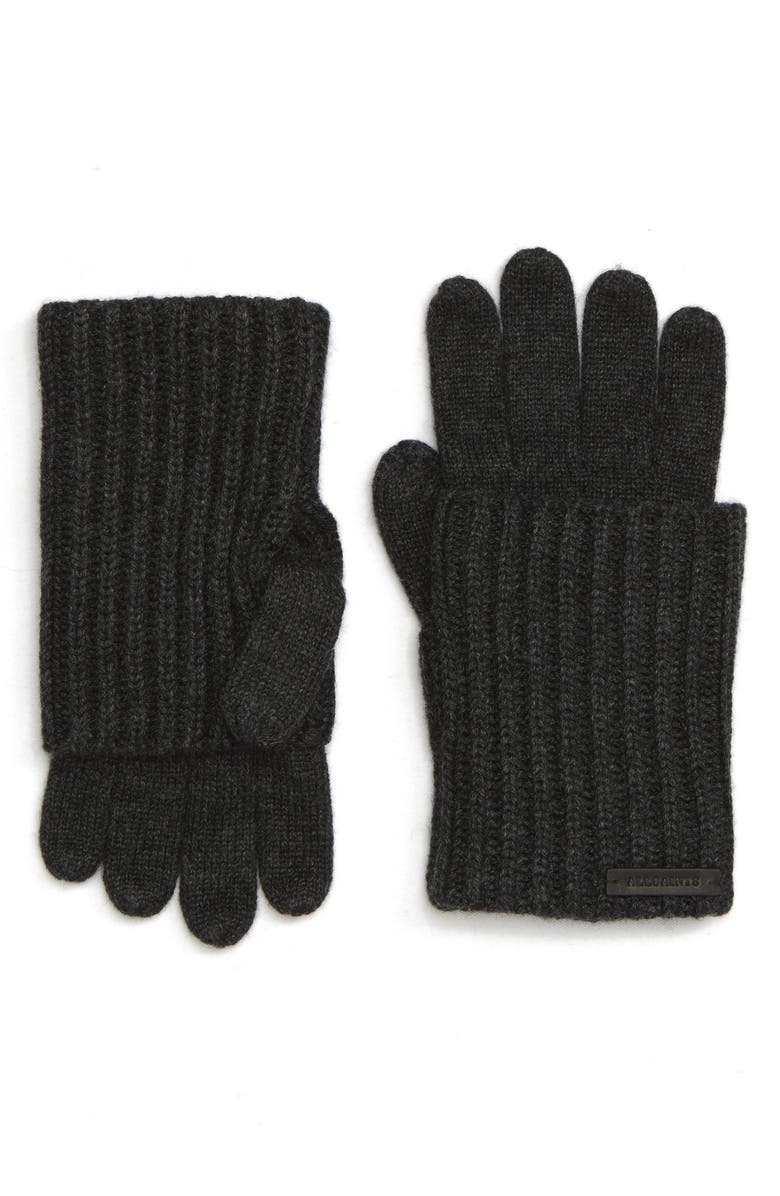 AllSaints Ribbed Cuff Convertible Gloves, Main, color, 