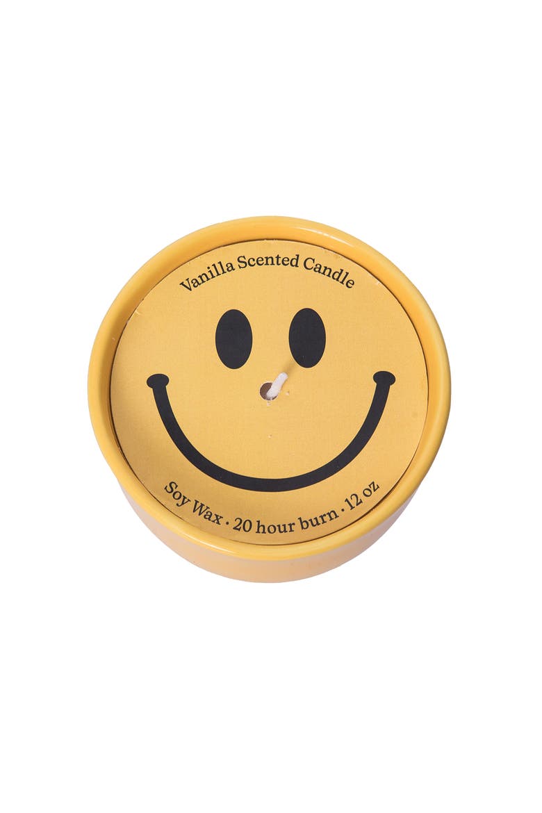 Smiley Catch All Candle Wax Yellow 9 oz Burn Time 20, Main, color, Yellow