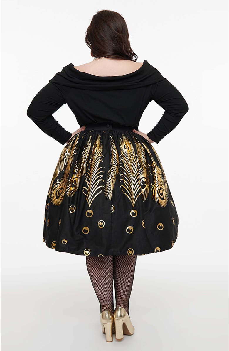 Unique Vintage Plus Size Printed Woven Gellar Skirt, Alternate, color,