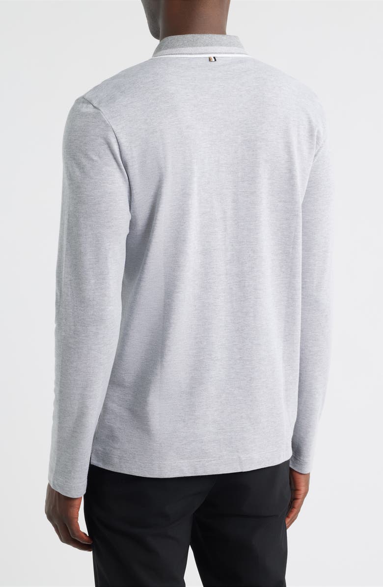 BOSS Pittman Long Sleeve Cotton Piqué Polo, Alternate, color, Silver