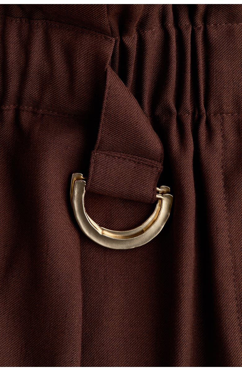 H&M Belted Paper Bag Shorts, Alternate, color, Dark Brown
