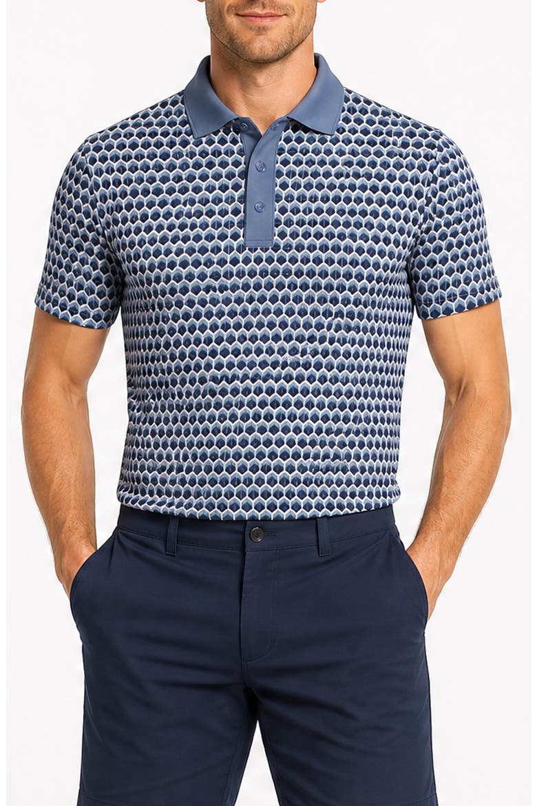 Retro Geo Performance Polo, Main, color, STORM BLUE