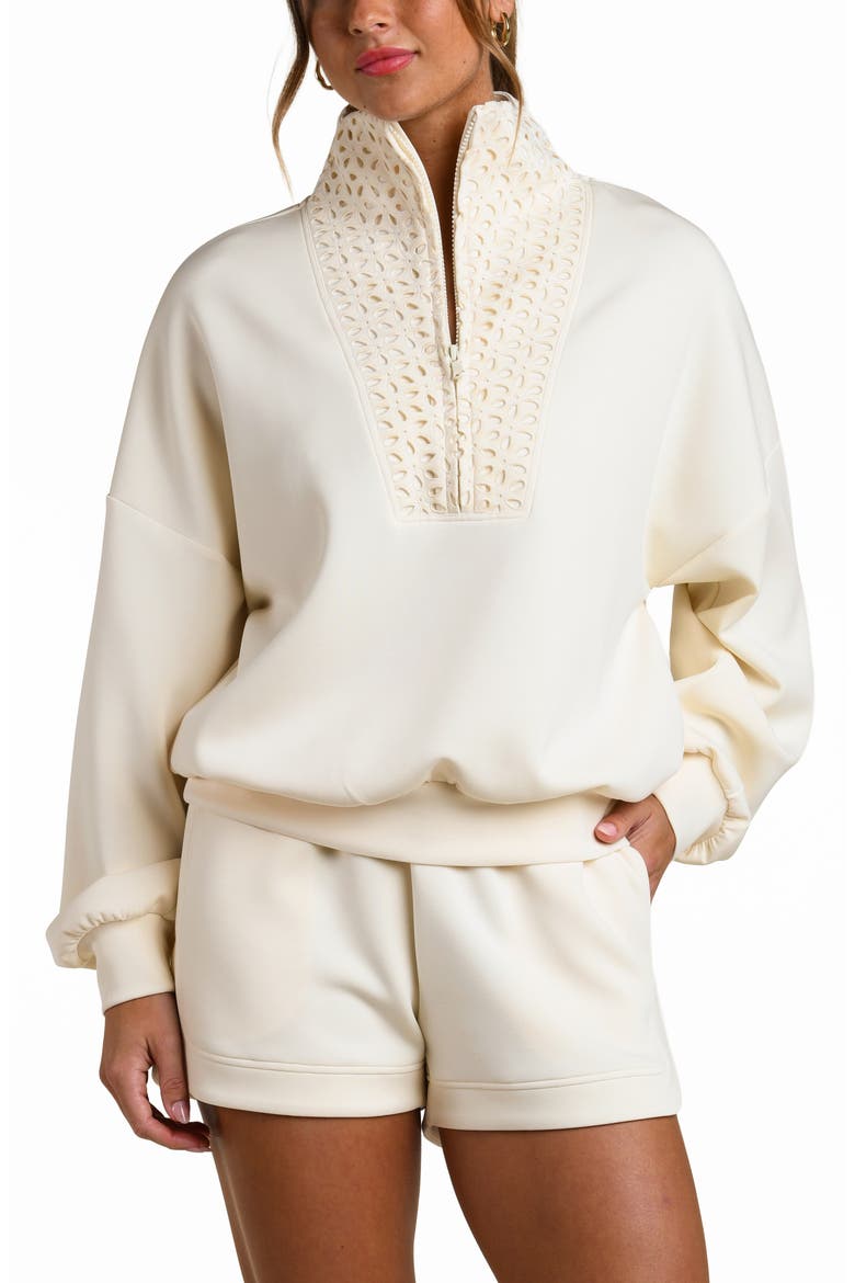 Cloudset Lounge Half Zip Top, Alternate, color, CHALK