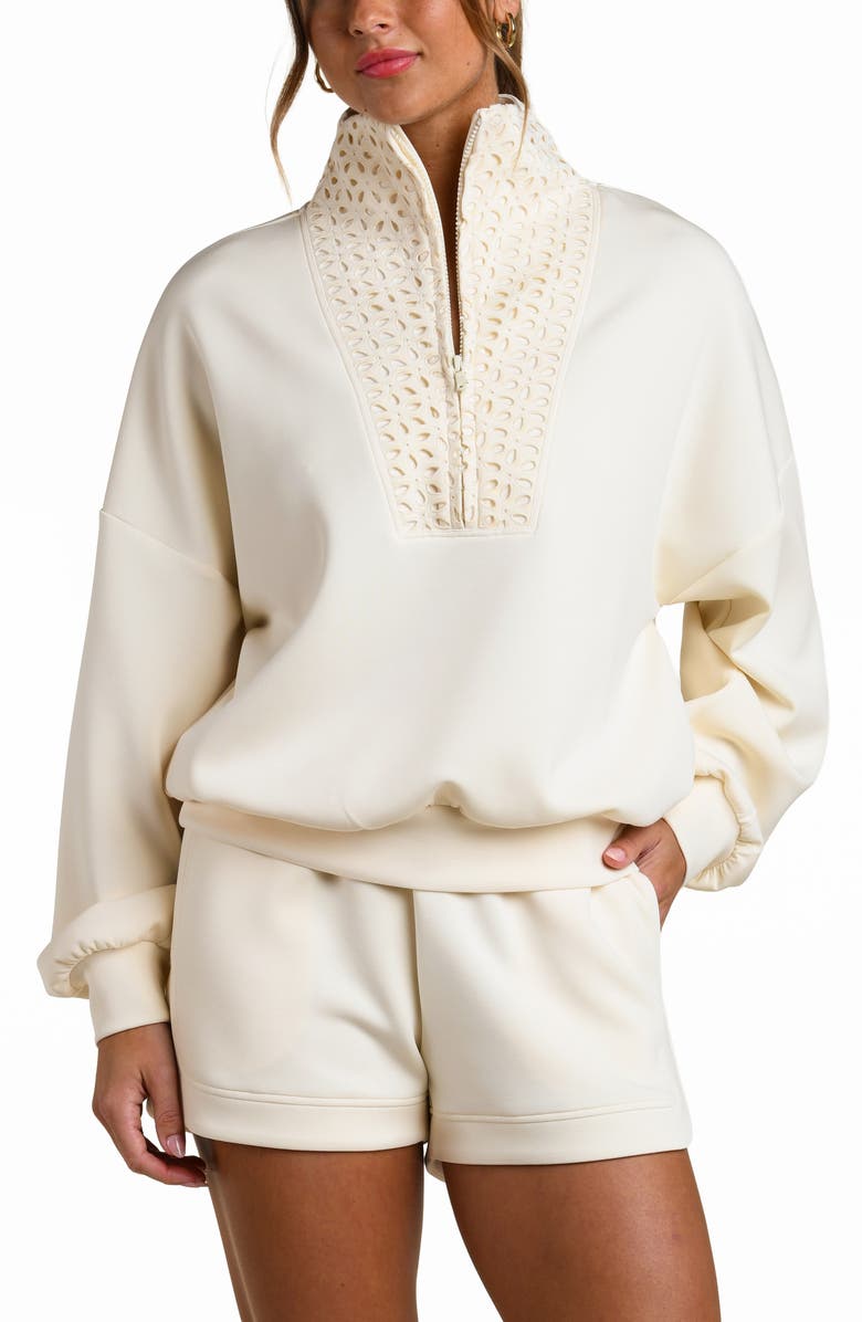 La Blanca Cloudset Lounge Half Zip Top, Alternate, color, Chalk